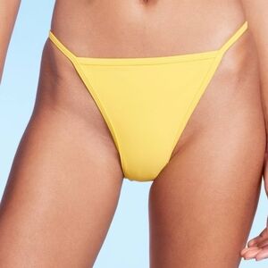 Women's Cheeky Low-Rise High Leg Bikini Bottom - Wild Fable Yellow L (12-14)